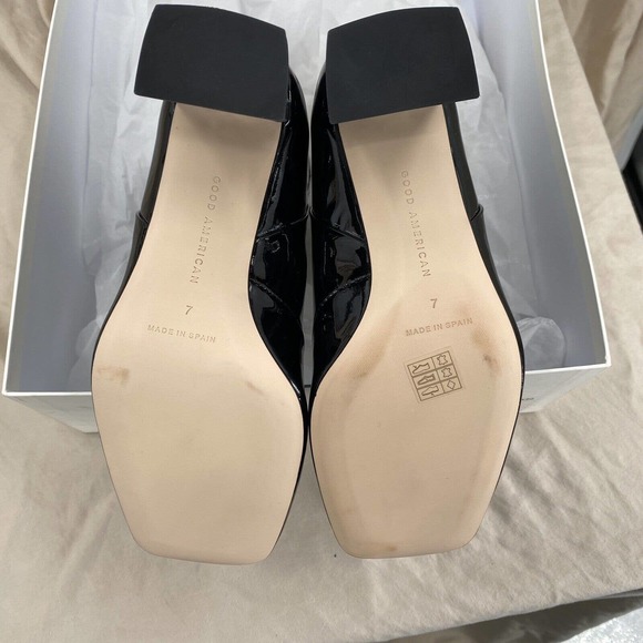 Good American Ankle Boot Women's 7 Black Patent Leather Square Toe Square Heel - Picture 6 of 8